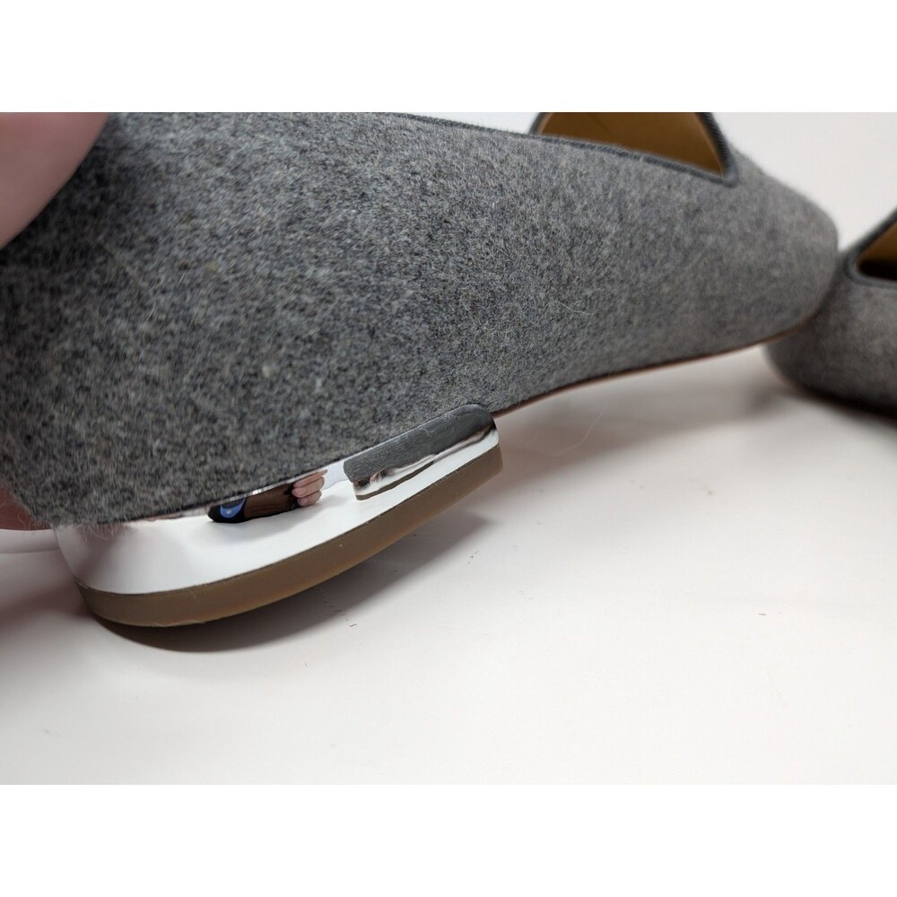 Talbots Ryan Flannel Loafers 7M Gray Snowflake Embroidered Prep Cottagecore - Picture 6 of 10